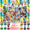 42pcs Princess Party Plates Supplies Pack Includes，Banner，Cake Topper，Blackdrop,Balloons for Princess