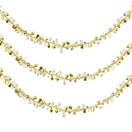 Fowecelt Christmas Tree Beads Garland - 20 Feet Clear Crystal Acrylic Iridescent, Gold Bead Garland for Christmas Tree, Twist Bead String Hanging Beads for Wedding Party Decoration