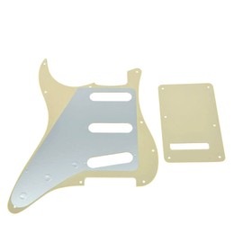 KAISH 11 Hole ST/Strat Style Pickguard SSS Pick Guard with ST Back Plate Tremolo Trem Cover for Stratocaster/Strat Made in USA/Mexico Aged Pearl