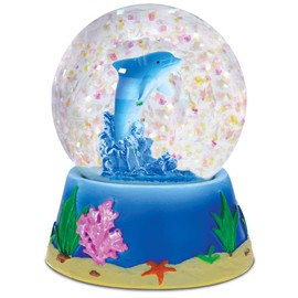 CoTa Global Dolphin Snow Globe - Sparkly Water Globe Figurine with Sparkling Glitter, Collectible Novelty Ornament for Home Decor, for Birthdays, Christmas, and Valentine's Day - 65mm