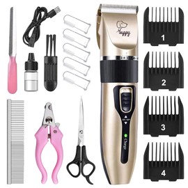 HappyYILIDA Dog Grooming Clippers Dog Grooming Kit with Rechargeable Dog Nail Trimmers cat Nail Clipper Low Noise, Electric Quiet Hair Clipper Set for Dog Cats Pets