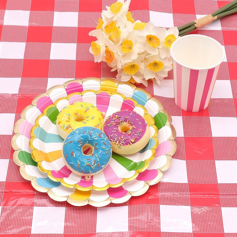 4 Pack Red Table Cloth, Plastic Birthday Table Cover Disposable
