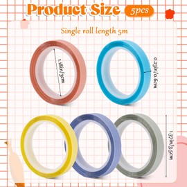 5 Rolls Highlighter Tape Colored Transparent Marking Sticker Removable Fluorescent Neon Tape Annotation Supplies for Teachers Students Reading Home Office, 0.23inch X 16ft