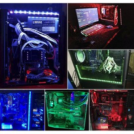 MIWATT RGB LED Strip Computer Lighting via Magnet with Controller for Desktop Computer Case Mid Tower Full Tower (24 Key Remote Control, 2 Pack, 30 cm, R Series)