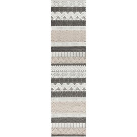 Rugshop Marbella Contemporary Boho Non-Shedding Easy Cleaning Patio Deck Backyard Indoor/Outdoor Runner Rug 2' 7" X 6' Gray