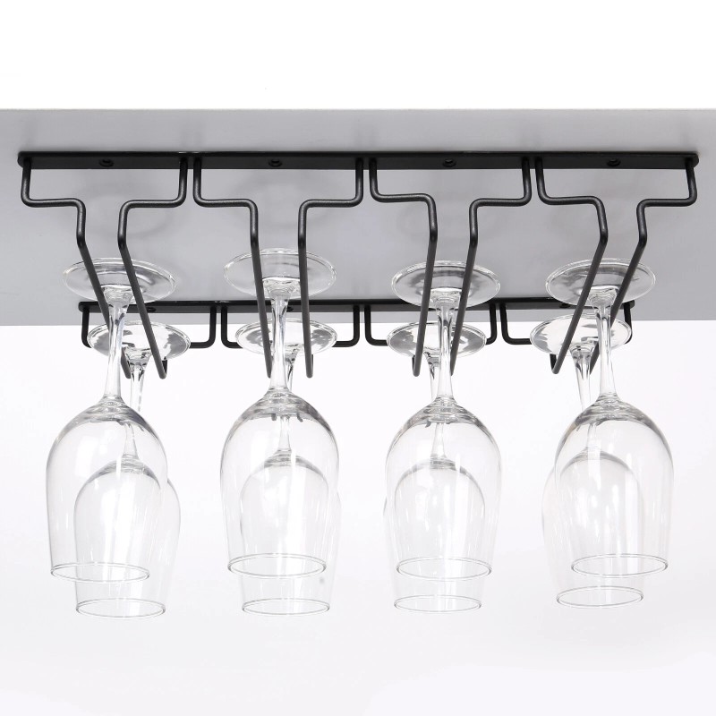 Uten 4 Rows Wine Glass Racks Under Cabinet Wall Mounted