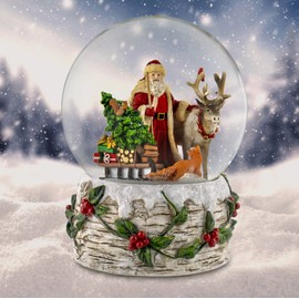 120MM Musical Santa w/Reindeer Snow Globe by San Francisco Music Box Company