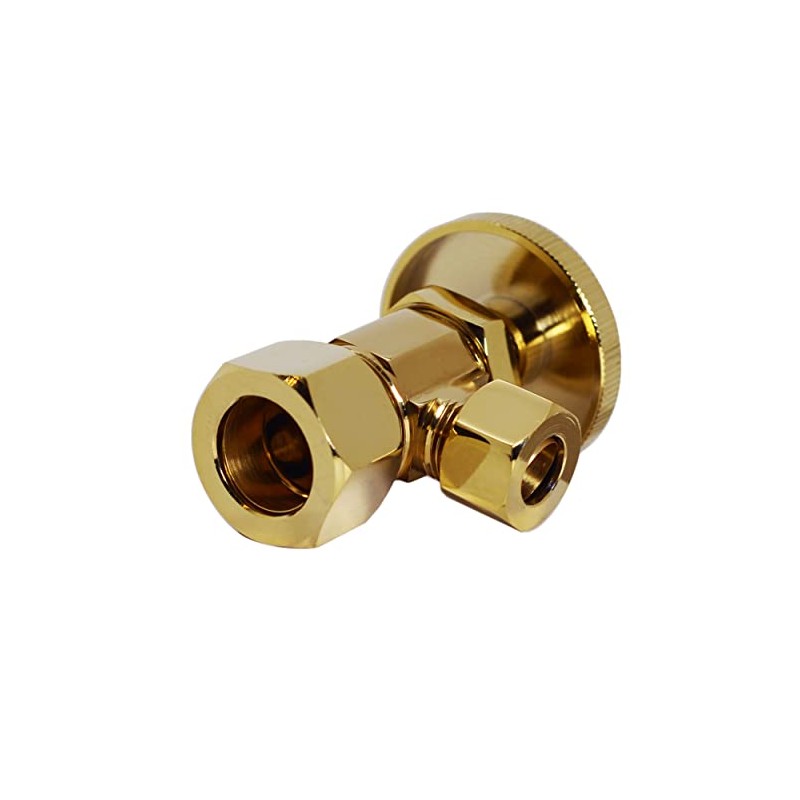 Westbrass Round Handle Angle Stop Shut Off Valve, 1/2" Copper