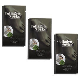 VOESH Collagen Socks, Collagen Socks for Dry Feet, 3 Pack, Peppermint Oil, Cracked Heel Repair, Moisturizing Socks, Spa Pedicure Treatment, Spa Socks, Foot Peel Masks, Vegan