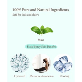 Organic Mint Essential oil Facial Moisture Mist Spray For Hydration Brightening for Dry & Damaged Skin, Hair, Face, Body, Treatment for Dry & Damaged Skin, Hair, Face, Body, Hair