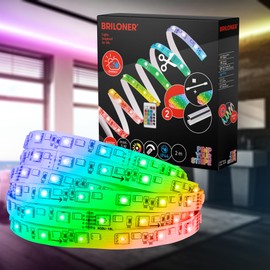 BRILONER LED Stripe Starter Set 2 m LED Strip, IP44 Splash Protection, Remote Control, 3 m Cable, Colourful RGBW, Can Be Shortened, Outdoor, Strips, Light Strip, Patio Decoration