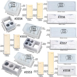 FUNSHOWCASE Toothbrush Holder Epoxy Resin Silicone Molds Set for Cement Concrete Polymer Clay Bathroom Storage Organizer Tray 6-Count