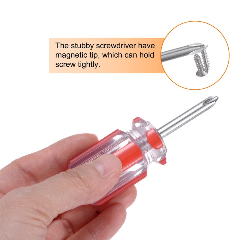 sourcing map 2pcs Short Screwdrivers Set PH2 Phillips SL6 Flat