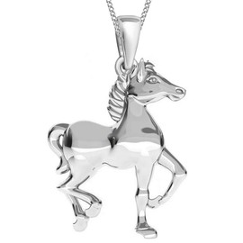 Goldene Hufeisen Horse Pendant with Chain 925 Sterling Silver Girls Boys Horse Set, Sterling Silver, Not Applicable