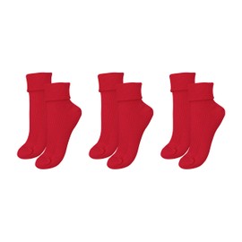 tittimitti 100% Organic Cotton Luxury Women's Socks 3-Pack. Made in Italy. (US, Numeric, 8, 10, Regular, Regular, Scarlet Red)