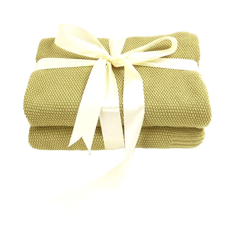 PiccoCasa 100% Cotton Knit Throw Blanket,Solid Lightweight Decorative Throws and