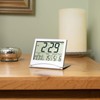 TRIXES Desk Top Clock Silver Digital LCD Temperature Alarm NEW
