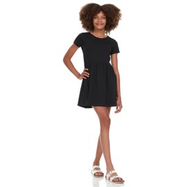 Pink Angel Girls' 2-Pack Short Sleeve Cotton Dresses - Superior Comfort, Breathable, Durable, and Easy Maintenance - Stylish, Versatile, Year-Round Wear Black/Heather Grey