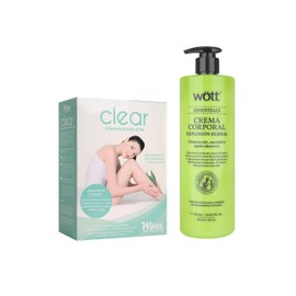 Pack x2 Wött – Aclarante de Vello y Piel + Crema Corporal Explosión Herbal Decolorante con Activador 20 Vol. + Limpieza Profunda 740 ml M4013-WH-CREM