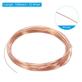 PATIKIL 32.8 Feet Solid Bare Copper Wire, 20 Gauge 99.9% Pure Copper Wire 1mm Soft Beading Wire Metal Plant Stem Ties for Jewelry Craft (10m)