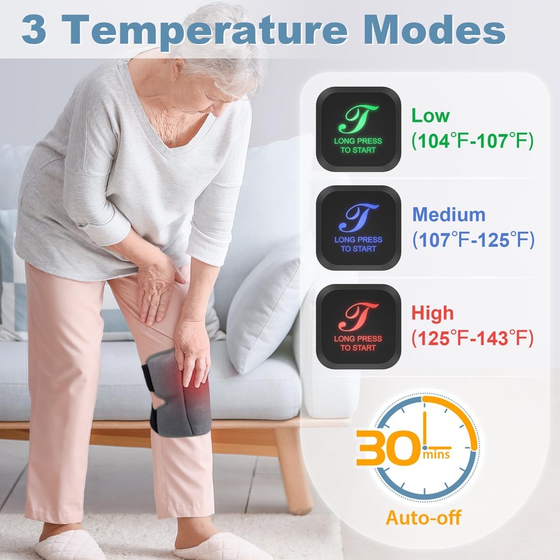 Telepepe Heated Knee Brace, Cordless Knee Heating Pad for Arthritis,
