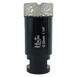 HXIN Brazed Diamond core Drill bit with 5/8"-11 Diamond Hole Saw for Dry or Wet Drill on Hard Porcelain Ceramic Tile Granite Marble Masonry Used on Universal Angle Grinder 32mm (1-1/4")
