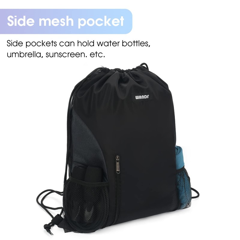Drawstring Backpack Sports Gym Sackpack with Mesh Pockets Water Resistant