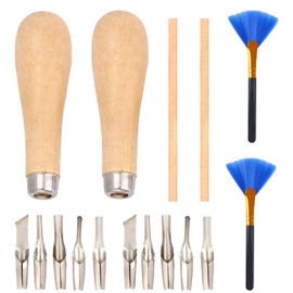 Lcyen Lino Cutting Tools Kit with Wooden Handle Awl - Wood Engraving Craft Kit with 10 Blades and Brushs, for Printmaking Engraving, Clay Sculpture, Handicrafts Engraving, Lino Printing
