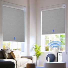 Motorized Blinds with Remote,Cordless Automatic Roller Shades for Windows,Blackout Smart Electric Blinds，Grey,33" W x 72" H