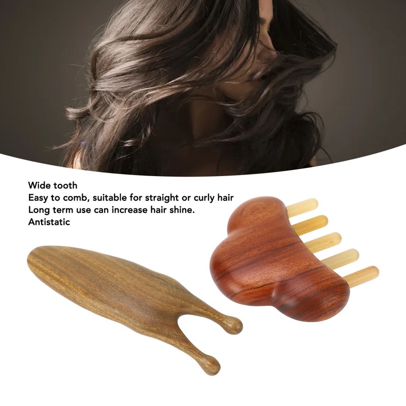 Sandalwood Massage Comb Wide Tooth Scalp Scraping Comb with Nose