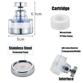 2 Pcs Faucet Water Filters, 360 Degree Rotating Sink Faucet Filter,Carbon Water Purifier Filter Cartridge Water Tap Removes Chlorine Fluoride Heavy Metals Hard Water