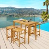 Tangkula Outdoor Acacia Wood Bar Table, 45” Rectangular Bar Height