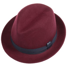 Lipodo Children's Wool Felt Hat - Trilby Made In Italy - Felt Hat with Grosgrain Ribbon - Wool Felt Hat Summer/Winter - Fedora for Kids - One Size 52-53 cm, bordeaux