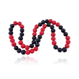 Ucilon Bling Ice Baseball Beaded Chain Necklace for Men Glitter Rhinestone Clay Beads Necklace Discoball Baseball Drip Necklaces (Red/Black, 16 inches)