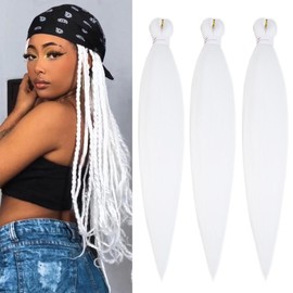 jiefeng Extensiones De Cabello Trenzado Preestirado, 3 Paquetes De 26 Pulgadas, Cabello Trenzado Sintético Blanco, Extensiones De Cabello Para Mujeres Con Ajuste De Agua Caliente (26 Pulgadas, 60#)