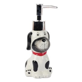 White Spotted Dog Soap Dispenser with Pump for Bathroom or Kitchen Sink