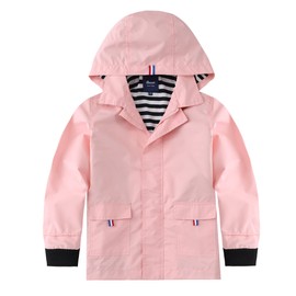 Hiheart Girls Waterproof Hooded Jackets Cotton Lined Rain Jackets Pink 4-5