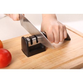 Ergo Chef Fastedge 2 Stage Knife Sharpener, Tabletop Kitchen Knife Sharpener, Tungsten Carbide and Ceramic Inserts, Black