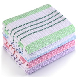 Gentlife Stripe Large Kitchen Towels, 4-Pack, 16 Inch x 26 Inch Bulk Absorbent Super Soft Dish Towels for Washing Drying Dishes, Bright Colorful Tea/Bar Towels
