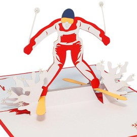 LINPopUp®, LIN17497, pop-up cards, sports, birthday, 3D greeting cards, folding cards, birthday card, voucher for skiers, ski, N270