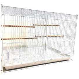 Aviary Canary Finch Budgie Lovebird Parakeet Breeding Breeder Bird Cage, 24"x16"x16"H (White, with Divider)