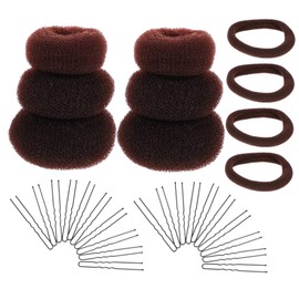 Gatuida Hair Bun Maker Set 2 Sets of 15pcs U-Shaped Hairpins Elastic Hair Ties for Styling for Women Girls for Occasions