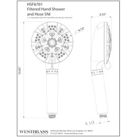 Westbrass HSF6701-07 5" Round Thin 6-Function Filtered Adjustable Spray Hand Shower, Satin Nickel