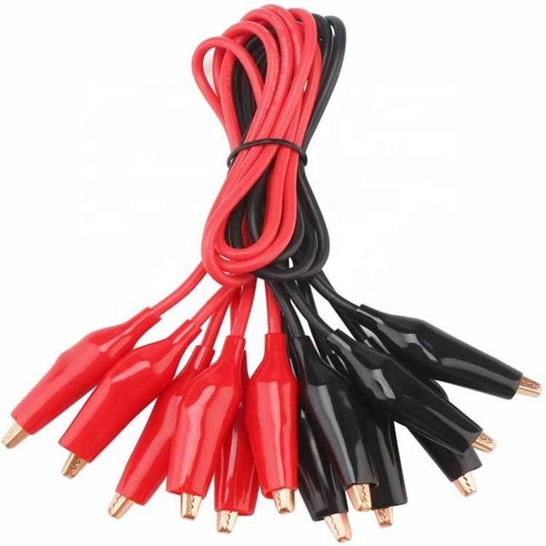 Pack of 10 Test Leads with Alligator Clips Double Ended