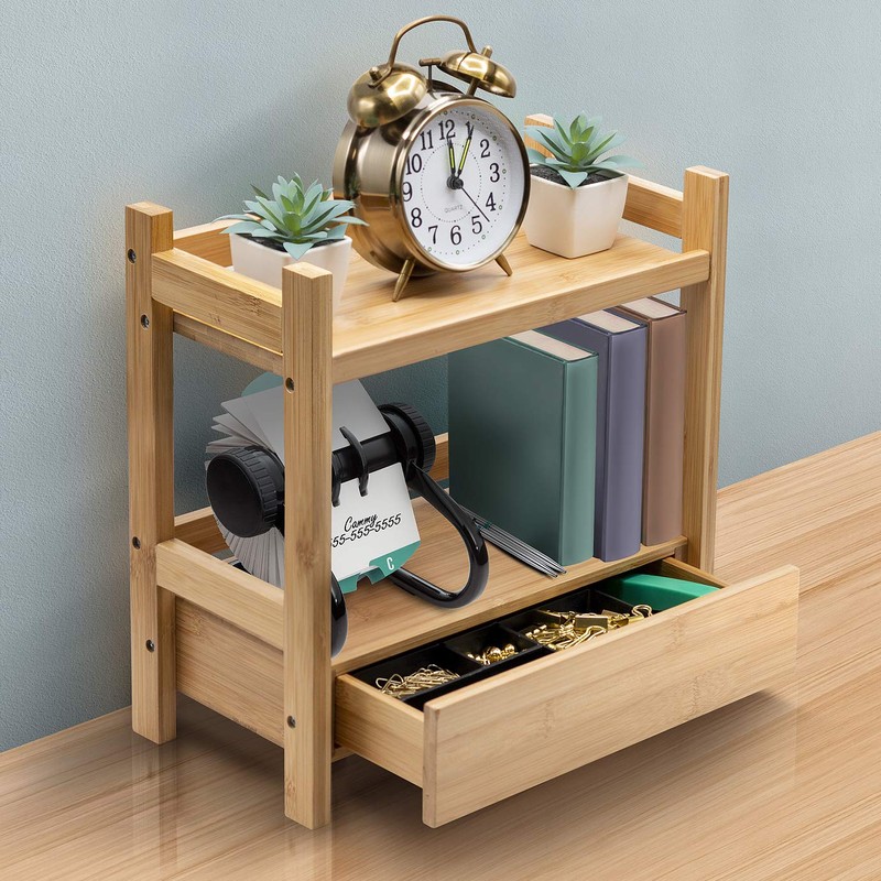 Sorbus Bamboo Bathroom Counter Organizer – 2-Tier Shelf with Hidden