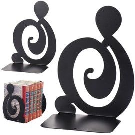 RICOO Bookend Black Bookend for Shelf, Bookends, Book Stopper, BS203Bx2, Book Holder, Bookends Metal Vintage, 1 Pair (2 Pieces)