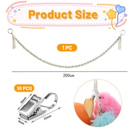 BelleVive Hammock Corner for Stuffed Animals Storage - Hanging Stuffed Animal Holder with 10 Metal Clips, Boho Organizer Chain for Stuffed Toys for Hanging Hats, Holiday Cards