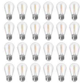 Sdduenled 24Pack S14 Shatterproof LED Bulbs, E26 Screw Base Replacement for Outdoor String Lights - 1W Dimmable (Equal to 11W) 2700K Warm White, Weatherproof Patio Decor 120V