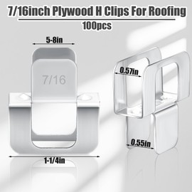 Hicarer 100 Pcs Plywood H Clips for Roofing 7/16 Inch Panel Plywood Sheathing Clip, Steel Box Clamps Panel Edge Sheathing Clamps Quick Installation Hot Dipped Galvanized for Extended Life