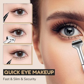 Fokroin Eyeliner Stamp, Lower Lash Stamp, 2-in-1 Lower Eyelash Stamp Set, Eyelash Lower Stamp with Ink and Eyeliner, Eyelash Stamp, for Easy to Use, Make Up Beginners (Mocha Brown)